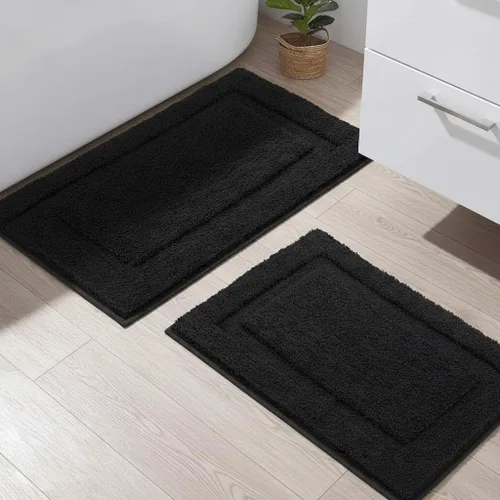 Miniatura 37 de SHACOS Juego de alfombras pequeñas de baño de 2 piezas con tapetes de baño en forma de U, tapetes de inodoro de 16x24 + 20x24 pulgadas, tapetes