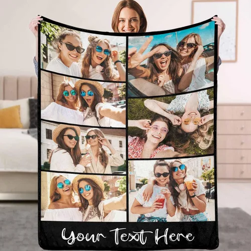 Miniatura 8 de YESCUSTOM Manta personalizada con texto fotográfico, manta personalizada con mis propias imágenes para Navidad, familia, mamá, papá, perro
