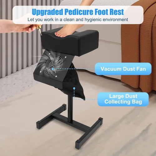 Miniatura 4 de Soporte de pie de pedicura, reposapiés de manicura de pedicura ajustable con ventilador extractor de polvo y bolsa, silla de pedicura antideslizante