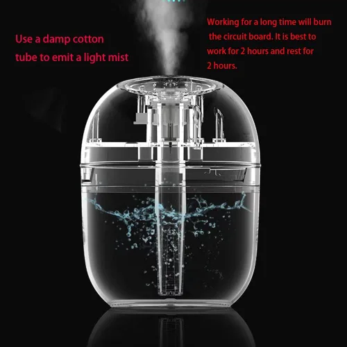 Miniatura 6 de Mini humidificador, fuente de alimentación USB, adecuado para sala de estudio, dormitorio, habitación de bebé, oficina, automóvil, con LED de 7
