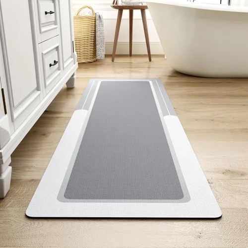 Miniatura 41 de MontVoo -Alfombra de baño, antideslizante, súper absorbente, resistente a las manchas, de secado rápido, delgada, para baño, suelo, bañera, tocador