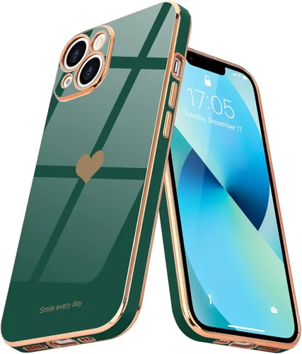 Miniatura 12 de Teageo Funda para iPhone 13 mini para mujeres y niñas, diseño de corazón de amor, cubierta trasera suave, protección completa de la cámara, Negro