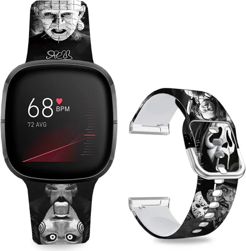 Miniatura 23 de Correas de reloj de dibujos animados con estampado floral compatibles con Fitbit Versa 4/Versa 3/Fitbit Sense 2/Sense Band de silicona suave