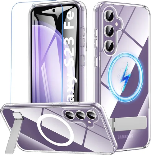 Miniatura 28 de OWKEY Funda para Samsung Galaxy A37/A36 Bark Phone Pro 5G con soporte, magnética, a prueba de golpes, para Magsafe translúcida mate, transparente