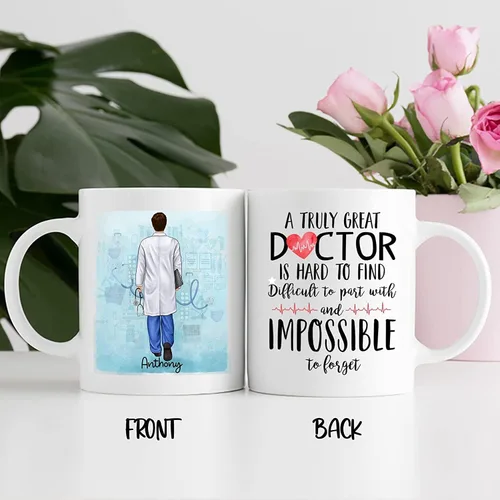 Miniatura 4 de Taza de café con nombre personalizado para médicos, taza de café personalizada para médicos, regalo para hombres, hombres, doctores, estetoscopio