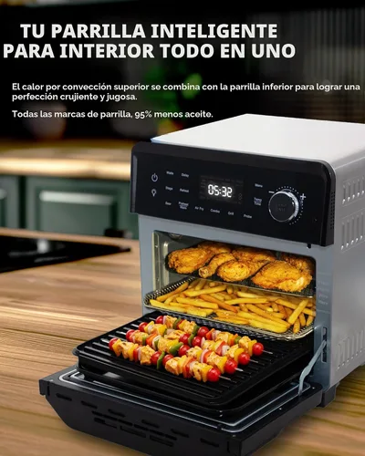 Miniatura 2 de Nuwave Horno freidora de aire 2026 y peine de parrilla, placa de parrilla alimentada con enchufe para el verdadero sabor y marcas de Char, puerta