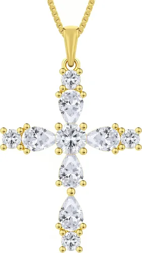 Miniatura 94 de YL Collar de cruz de plata de ley 925 con colgante de piedra natal religiosa para mujer