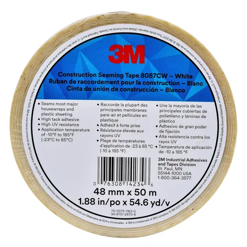 Miniatura 8 de 3M Cinta de Costura para Construcción 8087CW, 1 Rollo, Roja, 48 mm x 50 m, Cinta de Revestimiento para Costura, Empalme, Sellado y Reparación de Rojo