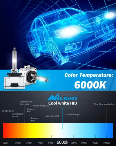 Miniatura 4 de Nilight Bombillas de xenón HID D1S para faros delanteros, bombilla D1S de 6000 K de haz alto y bajo de xenón de repuesto para automóviles de 12 V