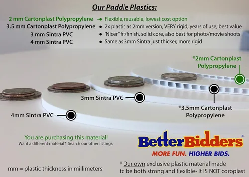 Miniatura 2 de 201-300, Cartonplast de 0.079 in, juego de paletas de subasta Better Bidders de forma ovalada, ventiladores de plástico blanco de 1 pieza (201-300)