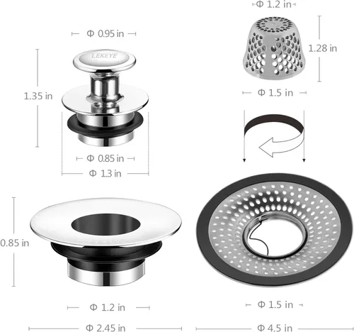 Miniatura 3 de LEKEYE Colector de pelo de drenaje de ducha Tapón de bañera/colador Protector de drenaje de acero inoxidable