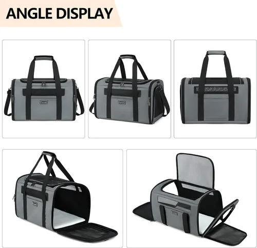 Miniatura 5 de Transportador de viaje para gatos. Bolsa transportadora plegable para perros de lados suaves de hasta 20 libras, transportador de mascotas a prueba