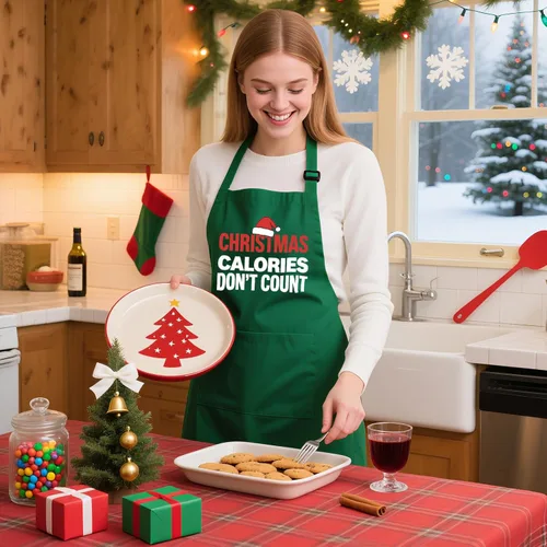Miniatura 4 de Delantales de Navidad para mujeres y hombres con 2 bolsillos, delantales de cocina ajustables para cocinar hornear, regalo de vacaciones para amigos