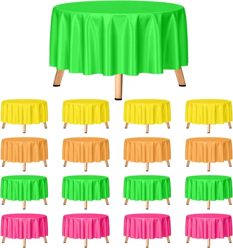 Miniatura 8 de mwellewm Paquete de 12 manteles de plástico desechables, varios manteles rectangulares de arcoíris colorido neón, a granel, suministros