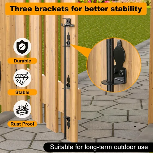 Miniatura 4 de FMhotu Pestillo de Caída de 36 Pulgadas para Puerta, Pestillo de Puerta Resistente para Cercas de Madera y Puertas de Metal, Herraje Tope de Suelo
