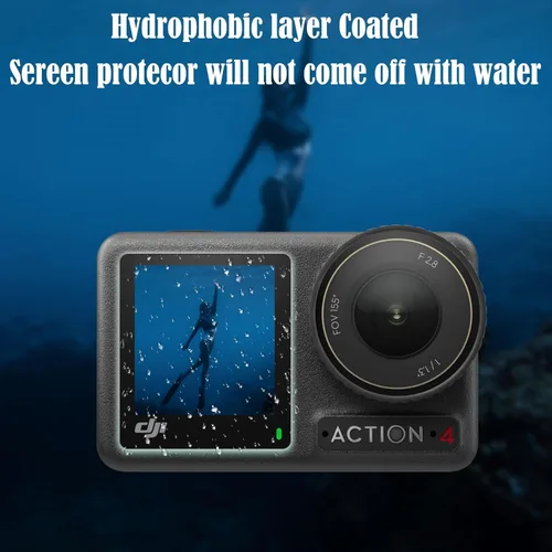 Miniatura 6 de PCTC Protector de pantalla para cámara DJI OSMO Action 4, protector de lente Osmo Action 4 + película de pantalla LCD de vidrio templado + cubierta