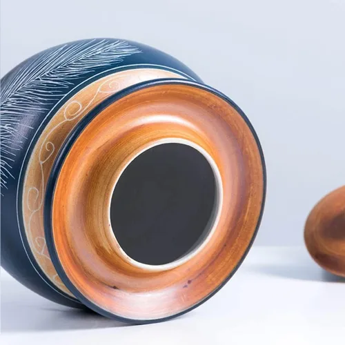 Miniatura 5 de Tarro de encurtido de porcelana china tradicional azul, olla de decapado de fermentación de cerámica, frasco de fermentación con sello de agua tapa