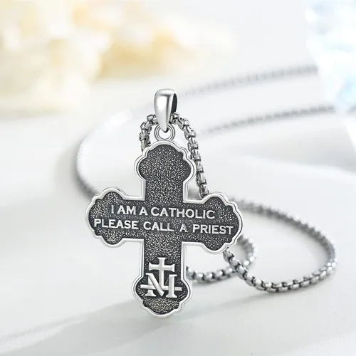 Miniatura 3 de Brisskaari Collar ovalado de San MiguelSan Cristóbal para mujeres y hombres plata de ley 925 collar con colgante de amuleto de San Patricio arcángel