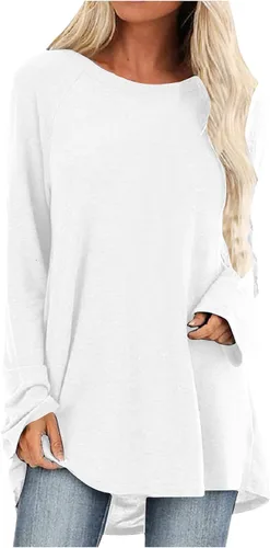 Miniatura 14 de Túnicas o tops para mujer para llevar con leggings, manga larga, ajuste holgado, ropa de otoño, cuello redondo, degradado, cómodas, blusas 02 Verde