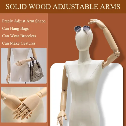 Miniatura 5 de Maniquí de forma de vestido femenino, torso de mujer para coser, cuerpo de maniquí de exhibición de ropa con soporte de altura ajustable dorado