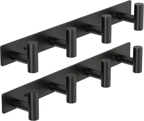Miniatura 11 de PMMASTO Perchero montado en la pared, 3 ganchos de pared en forma de T para colgar, riel de ganchos para abrigos de acero inoxidable resistente