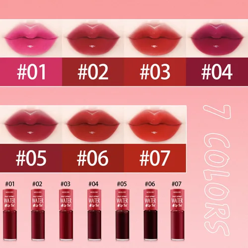 Miniatura 3 de Juego de 7 colores de tinte labial, tinte labial líquido mate mini, tinte multiusos para labios y mejillas, brillo labial hidratante