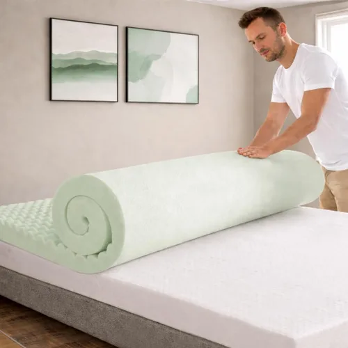 Miniatura 5 de 2-Inch Convoluted High Density Foam Mattress Topper, CertiPUR-US Certified for Superior Comfort and Support, Full, Green