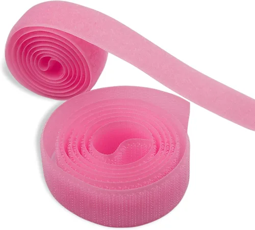 Miniatura 4 de Cinta de gancho y bucle de 1 pulgada de ancho Rosa para coser, no adhesiva, de 1 yarda de largo, cinta de gancho y bucle de nylon rosa, juego