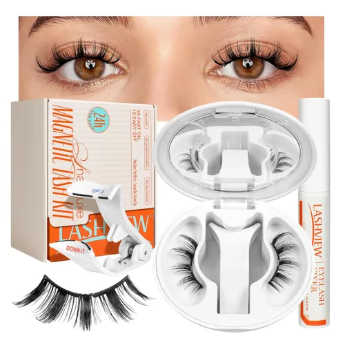 Miniatura 11 de LASHVIEW Pestañas magnéticas mejoradas con aplicador, pestañas magnéticas suaves, aspecto natural, reutilizables, no necesita pegamento, fáciles
