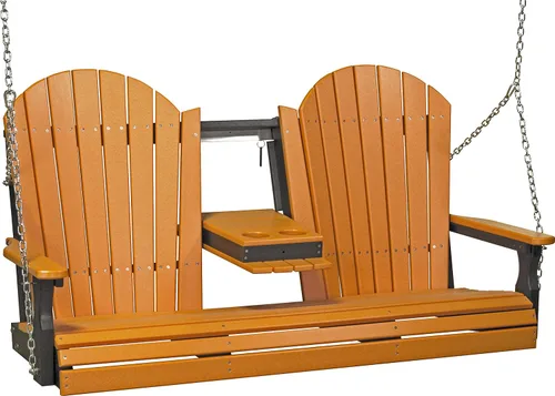Miniatura 19 de LuxCraft Adirondack - Columpio colgante para porche delantero de 5 pies con consola abatible, asientos hasta 3, banco de columpio de patio al aire