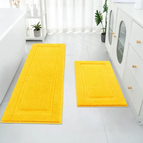 Miniatura 15 de SHACOS Juego de alfombras pequeñas de baño de 2 piezas con tapetes de baño en forma de U, tapetes de inodoro de 16x24 + 20x24 pulgadas, tapetes