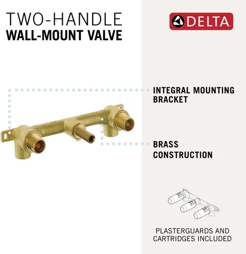 Miniatura 3 de Válvula de instalación en bruto de montaje en pared Delta Faucet para grifos de baño de montaje en pared Delta de 2 manijas R3500-WL