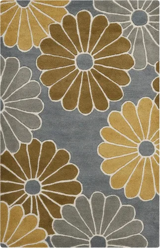SAFAVIEH Soho Collection SOH705A - Alfombra decorativa hecha a mano de lana y viscosa de 2 x 3 pies, color gris y amarillo