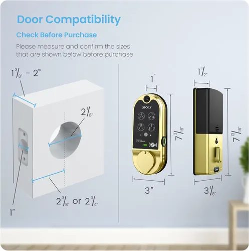 Miniatura 9 de Lockly Vision Smart Lock con timbre de video HD, cerradura de puerta de huellas dactilares para puerta delantera, teclado de pantalla táctil