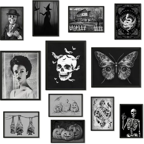 JJY 12 piezas de decoración de pared de Halloween para pósteres artísticos, impresiones góticas victorianas oscuras, decoración del hogar, póster