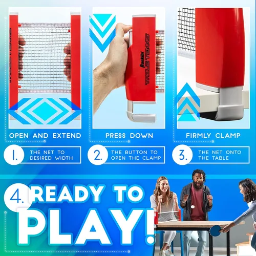 Miniatura 2 de Franklin Sports - Juego de tenis de mesa portátil para llevar, red de ping pong + (2) paletas, pelotas de ping pong incluidas, 2 jugadores Portable
