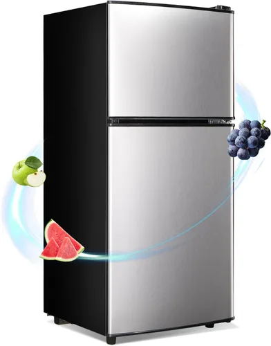 Miniatura 14 de Mini refrigerador con congelador, 3.5 pies cúbicos. Refrigerador pequeño con congelador de 2 puertas con termostato ajustable de 7 niveles estantes