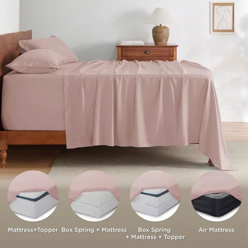 Miniatura 9 de Bedsure Juego de sábanas tamaño King con bolsillo profundo que se adapta a colchones de hasta 21 pulgadas de grosor, 4 piezas, sábanas GentleSoft