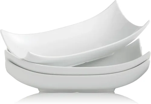Gomakren Juego de 3 platos para servir de porcelana para pavo y para entretener, platos curvados especiales, profundos y profundos para Acción de