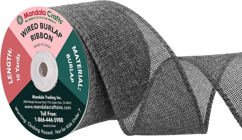 Miniatura 110 de Mandala Crafts Cinta de arpillera verde con alambre para corona, cinta de arpillera con alambre verde rústico de yute natural, 1 pulgada de ancho