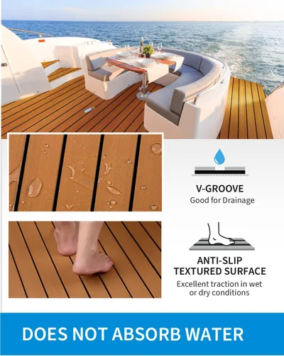 Miniatura 3 de OCEANBROAD Suelo de espuma EVA para barco con base adhesiva 3M, cubierta marina autoadhesiva de 96''x45.6''/36''/28.8''/16.8'', 48''x16.8'' hoja