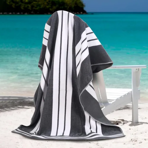 Miniatura 38 de Superior Juego de toallas de playa de algodón de gran tamaño de 4 piezas, toallas absorbentes para baño, playa, piscina, natación, adultos, niños