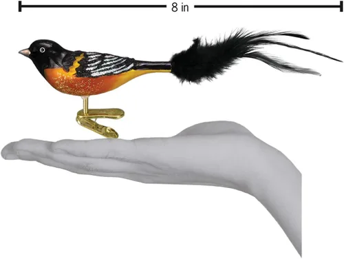Miniatura 3 de Old World Christmas Baltimore Oriole - Adorno de vidrio soplado para árbol de Navidad, decoración navideña artesanal, colección de clips