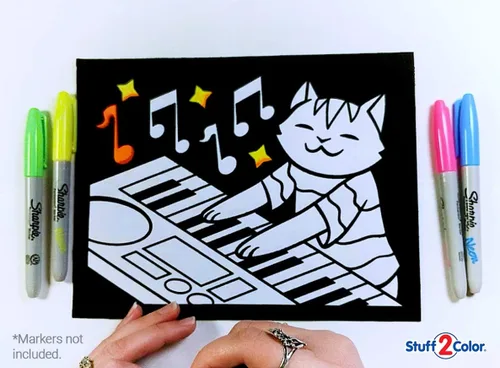 Miniatura 6 de Paquete de 18 pósteres peludos para colorear (edición Silly Kitties), artes y manualidades para niños, niños pequeños, niñas, niños y adultos, ideal