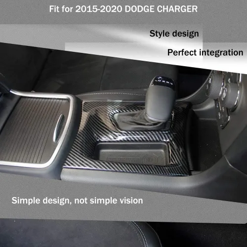 Miniatura 2 de Crosselec - Ajuste de cambio de engranajes de control central de fibra de carbono para Dodge Charger 2015+ (Negro)