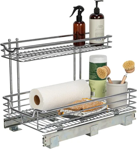 Miniatura 21 de Household Essentials Glidez Organizador de almacenamiento multiusos de acero cromado extraíble/deslizante para uso debajo del gabinete - Diseño de 2