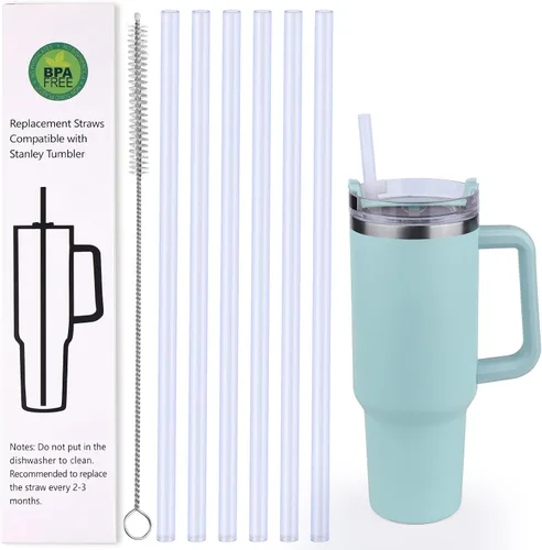 Miniatura 11 de AIERSA Pajitas de metal para repuesto de vaso de 40 onzas, popote de acero inoxidable reutilizable de 12 pulgadas compatible con Stanley Cup, 6