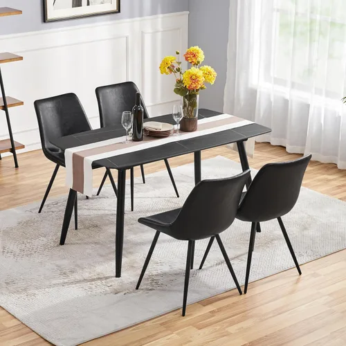 Miniatura 4 de Yaheetech Juego de 4 sillas de comedor modernas tapizadas con asiento de piel sintética y patas de metal para el hogar, cocina, diseño sin brazos