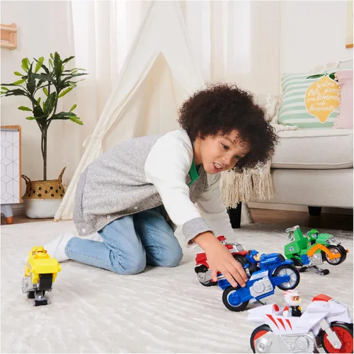 Miniatura 3 de Paw Patrol, Moto Pups Deluxe de Chase, vehículo de motocicleta de tracción que hace piruetas y figura de juguete