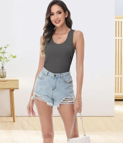 Miniatura 3 de wirarpa Camisetas sin mangas de algodón para mujer, cómodas, capa base, paquete de 2